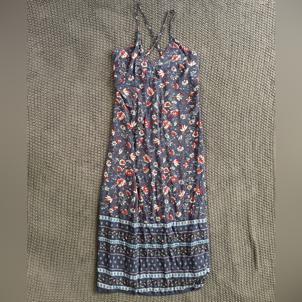 Old Navy Lightweight Floral Maxi Dress With Cross Straps Small Petite